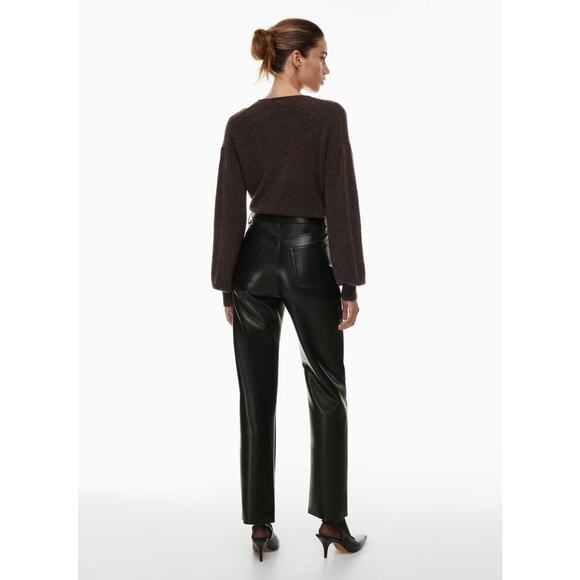 Wilfred The Melina‎ Pant Vegan Faux Leather Black High Rise Straight Leg Size 4 - Picture 2 of 14